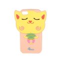 Coque étui téléphone souple pour iphone 5 3D à motif chat volant souriant rose