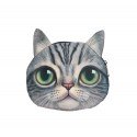 Sac pochette à chaîne kawaii bouille de chat gris tigré grands yeux verts