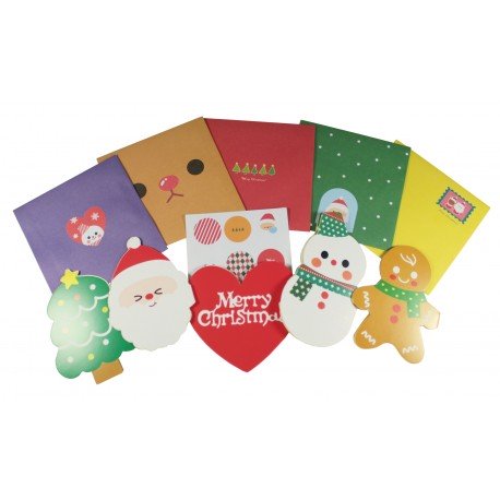 Kit de cartes de voeux kawaii pour Noël - édition rouge