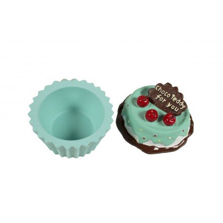 Boîte à bijoux kawaii en forme de cupcake bleu