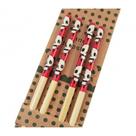 Baguettes kawaii Panda mignon en bambou et couleur rouge