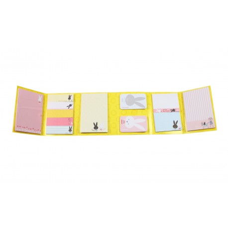 Kit bloc notes memo et marques pages repositonnables kawaii lapin peluche