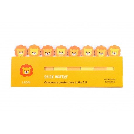 Mini notes marques pages repositionnables kawaii Animaux Lion
