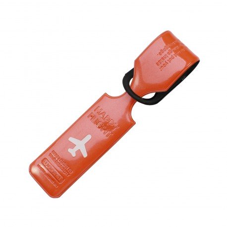 Porte-Etiquette nom & adresse bagage Happy flight orange brillant