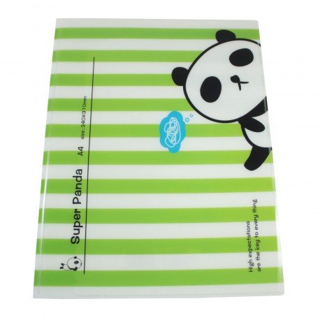 Protège documents kawaii A4 Super Panda rayure vert