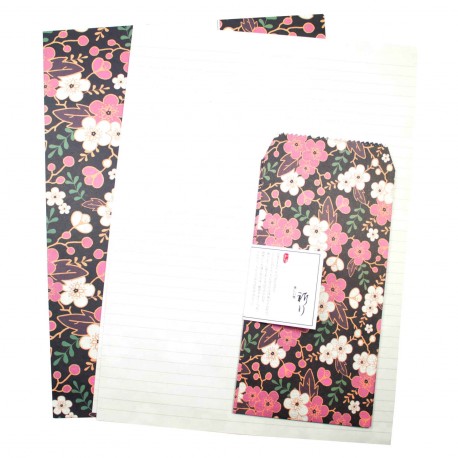 Grand papier à lettre & enveloppe assorti Japon fleur de prunier japonais