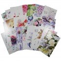 Lot de 5 cartes postales - filles et fleurs