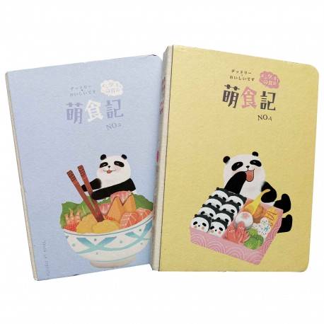 beau carnet kawaii épais avec dessin de panda gourmand sur couverture