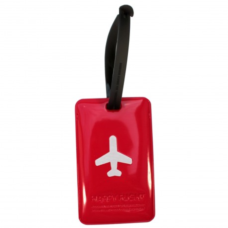 Porte-Etiquette nom & adresse bagage Happy Flight fushia