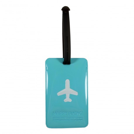Porte-Etiquette nom & adresse bagage Happy Flight bleu menthe