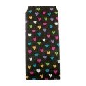 Pochette cadeau - Coeurs multi couleur effet dessin de crayon fond chocolat