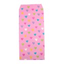 Pochette cadeau - Coeurs multicouleur effet dessin crayon couleur de fond rose dragée