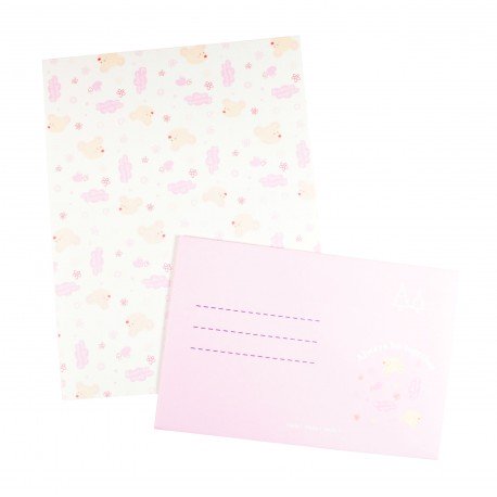 Papier à lettre & enveloppe assorti ourson rose douceur