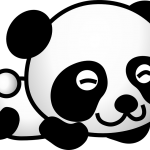 Panda couché souriant mignon/kawaii